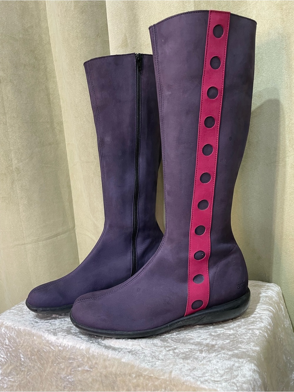 Arche Purple Knee-High Boots with Pink Side Panel